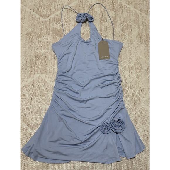 Meshki Adaline Rose Halter Neck Mini Dress M NWT Little Blue Dress - Picture 7 of 13